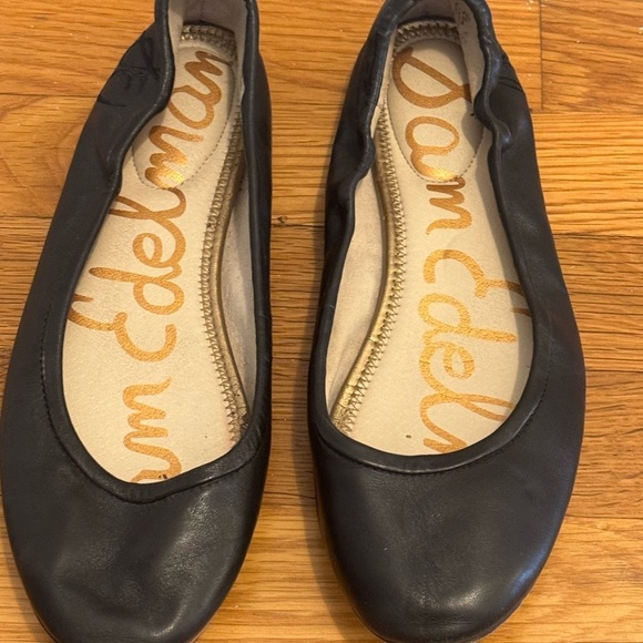 SAM EDELMAN Black Leather Ballet Flats Loafers Shoes Size 9.5 9 1/2 Casual Work - Picture 3 of 10